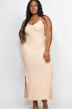 Load image into Gallery viewer, Plus Size Ribbed Side Slit Long Cami Maxi Dress
