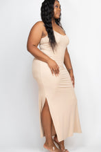 Load image into Gallery viewer, Plus Size Ribbed Side Slit Long Cami Maxi Dress
