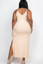 Load image into Gallery viewer, Plus Size Ribbed Side Slit Long Cami Maxi Dress
