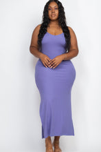 Load image into Gallery viewer, Plus Size Ribbed Side Slit Long Cami Maxi Dress
