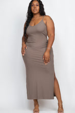 Load image into Gallery viewer, Plus Size Ribbed Side Slit Long Cami Maxi Dress
