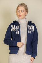 Load image into Gallery viewer, Graphic Drop Shoulder Zipper Up Hoodie

