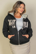 Load image into Gallery viewer, Graphic Drop Shoulder Zipper Up Hoodie
