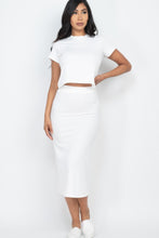 Load image into Gallery viewer, Short Sleeve Ribbed Top &amp; Midi Skirt Se
