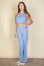 Load image into Gallery viewer, Ribbed Cropped Top And Bootcut Pants Sets
