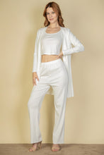 Load image into Gallery viewer, Flat Back Rib 3 Pieces Cami Top With Pants And Long Cardigan Set
