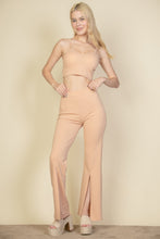 Load image into Gallery viewer, Bustier Crop Top &amp; Front Slit Wide Leg Pants
