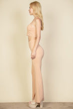 Load image into Gallery viewer, Bustier Crop Top &amp; Front Slit Wide Leg Pants

