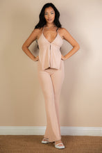 Load image into Gallery viewer, Split Front Backless Halter Top &amp; Flare Pants Set
