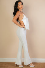 Load image into Gallery viewer, Split Front Backless Halter Top &amp; Flare Pants Set
