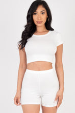 Load image into Gallery viewer, Short Sleeve Crop Top &amp; Shorts Set

