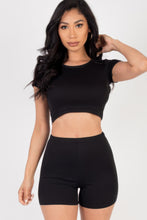Load image into Gallery viewer, Short Sleeve Crop Top &amp; Shorts Set
