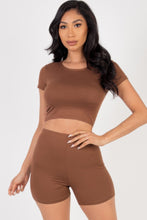 Load image into Gallery viewer, Short Sleeve Crop Top &amp; Shorts Set
