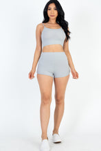 Load image into Gallery viewer, Ribbed Cami Crop Top &amp; Ruched Shorts Set
