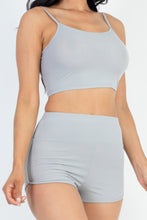Load image into Gallery viewer, Ribbed Cami Crop Top &amp; Ruched Shorts Set
