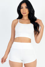 Load image into Gallery viewer, Ribbed Cami Crop Top &amp; Ruched Shorts Set
