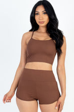 Load image into Gallery viewer, Ribbed Cami Crop Top &amp; Ruched Shorts Set
