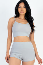 Load image into Gallery viewer, Ribbed Cami Crop Top &amp; Ruched Shorts Set
