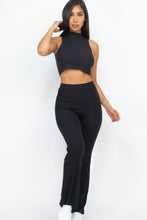 Load image into Gallery viewer, Ribbed Mock Neck Crop Tank Top &amp; Bootcut Pants Set
