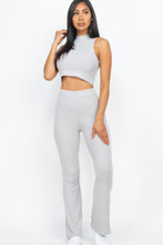Load image into Gallery viewer, Ribbed Mock Neck Crop Tank Top &amp; Bootcut Pants Set
