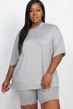 Load image into Gallery viewer, Plus Size Loose Fit Top &amp; Biker Shorts Set
