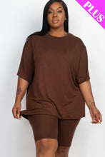 Load image into Gallery viewer, Plus Size Loose Fit Top &amp; Biker Shorts Set
