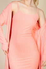 Load image into Gallery viewer, Ribbed Cardigan &amp; Cami Midi Bodycon Dress
