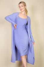 Load image into Gallery viewer, Ribbed Cardigan &amp; Cami Midi Bodycon Dress
