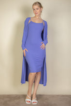 Load image into Gallery viewer, Ribbed Cardigan &amp; Cami Midi Bodycon Dress
