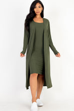 Load image into Gallery viewer, Ribbed Cardigan &amp; Cami Midi Bodycon Dress
