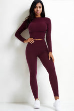 Load image into Gallery viewer, Ribbed Mock Neck Long Sleeve Top &amp; Leggings Set
