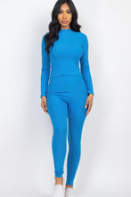 Load image into Gallery viewer, Ribbed Mock Neck Long Sleeve Top &amp; Leggings Set
