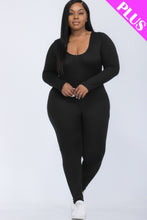 Load image into Gallery viewer, Plus Size Scoop Neck Long Sleeve Bodycon Jumpsuit
