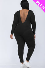 Load image into Gallery viewer, Plus Size Scoop Neck Long Sleeve Bodycon Jumpsuit
