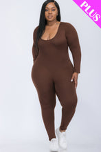 Load image into Gallery viewer, Plus Size Scoop Neck Long Sleeve Bodycon Jumpsuit
