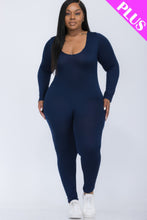 Load image into Gallery viewer, Plus Size Scoop Neck Long Sleeve Bodycon Jumpsuit
