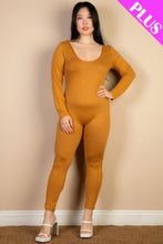 Load image into Gallery viewer, Plus Size Scoop Neck Long Sleeve Bodycon Jumpsuit

