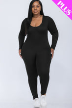 Load image into Gallery viewer, Plus Size Scoop Neck Long Sleeve Bodycon Jumpsuit
