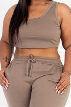 Load image into Gallery viewer, Plus Size French Terry Cropped Tank Top &amp; Joggers Set
