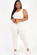 Load image into Gallery viewer, Plus Size French Terry Cropped Tank Top &amp; Joggers Set
