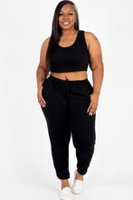 Load image into Gallery viewer, Plus Size French Terry Cropped Tank Top &amp; Joggers Set
