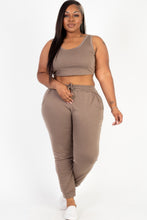 Load image into Gallery viewer, Plus Size French Terry Cropped Tank Top &amp; Joggers Set
