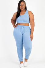 Load image into Gallery viewer, Plus Size French Terry Cropped Tank Top &amp; Joggers Set
