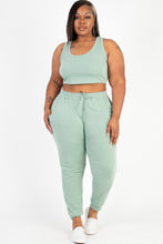 Load image into Gallery viewer, Plus Size French Terry Cropped Tank Top &amp; Joggers Set
