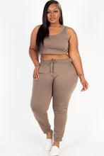 Load image into Gallery viewer, Plus Size French Terry Cropped Tank Top &amp; Joggers Set
