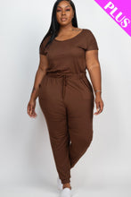 Load image into Gallery viewer, Plus Size Solid Drawstring Short Sleeve Jumpsuit
