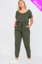 Load image into Gallery viewer, Plus Size Solid Drawstring Short Sleeve Jumpsuit
