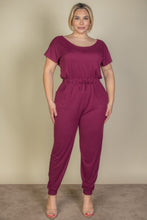 Load image into Gallery viewer, Plus Size Solid Drawstring Short Sleeve Jumpsuit
