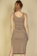 Load image into Gallery viewer, Flat Back Rib Sleeveless Tank Side Slit Bodycon Dress
