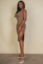Load image into Gallery viewer, Flat Back Rib Sleeveless Tank Side Slit Bodycon Dress
